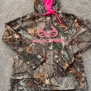 Realtree Girls Camouflage Hoodie with Pink Logo. Size M